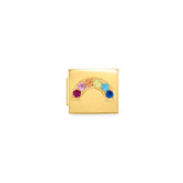 Nomination COMPOSABLE GLAM SYMBOLE Element aus Edelstahl, mit Cubic Zirconia verziert, gelbgold PVD-beschichtet (01_Regenbogen)